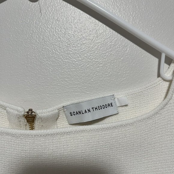 Scanlan Theodore Cream Crepe Knit Sleeveless A-Line High Neck Dress Size Small - Picture 6 of 11